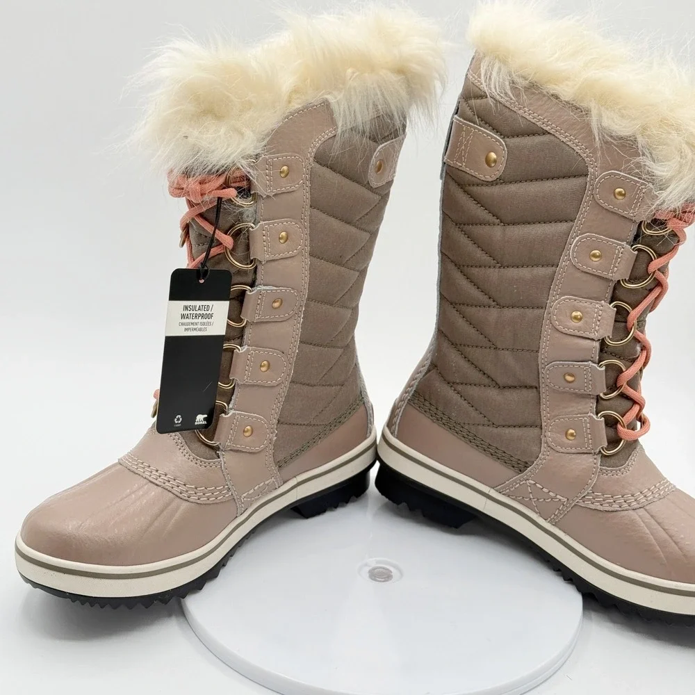 Sorel Tofino Ii Boots Size 5 Womens Omega Taupe/Pink Snow‎ Waterproof NEW